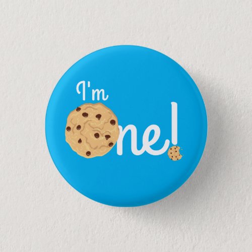 Chocolate Chip Cookie Kids 1st Birthday Party Blue Button