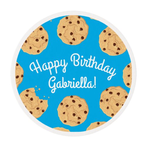 Chocolate Chip Cookie Kids 1st Birthday Party Blue Edible Frosting Rounds