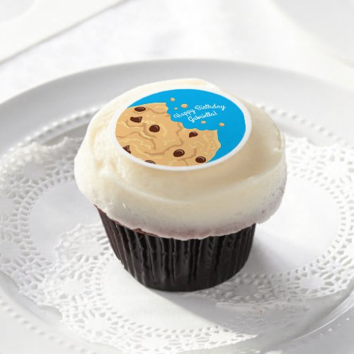 Chocolate Chip Cookie Kids 1st Birthday Party Blue Edible Frosting Rounds