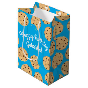 Chocolate Chip Cookie Kids 1st Birthday Party Blue Medium Gift Bag