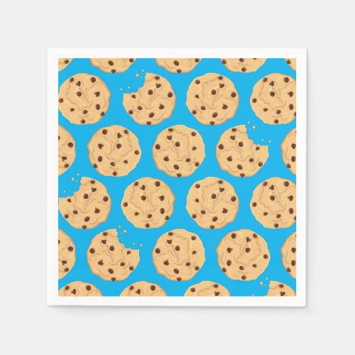 Chocolate Chip Cookie Kids 1st Birthday Party Blue Napkins