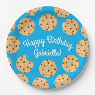 Chocolate Chip Cookie Kids 1st Birthday Party Blue Paper Plates