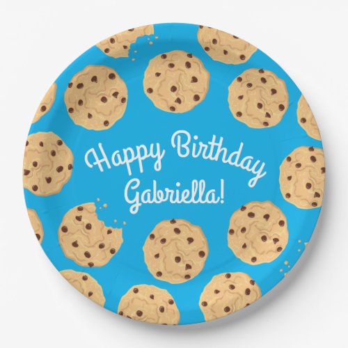 Chocolate Chip Cookie Kids 1st Birthday Party Blue Paper Plates