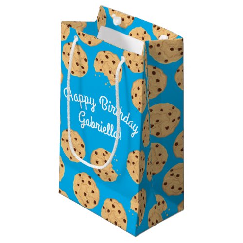 Chocolate Chip Cookie Kids 1st Birthday Party Blue Small Gift Bag