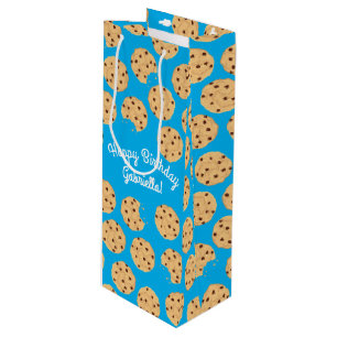 Chocolate Chip Cookie Kids 1st Birthday Party Blue Wine Gift Bag