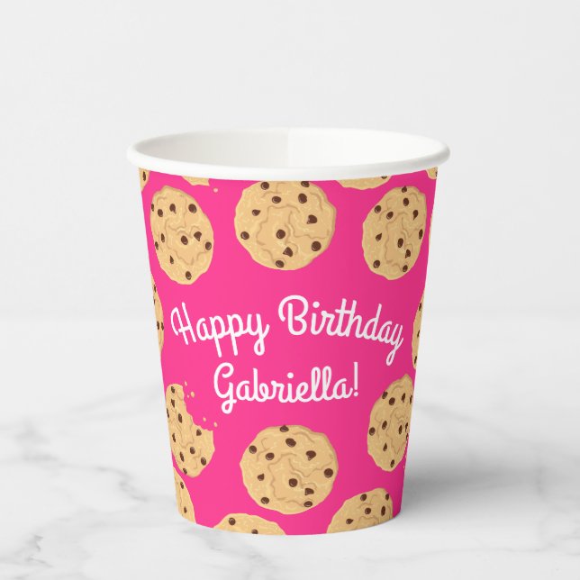 Chocolate Chip Cookie Kids 1st Birthday Party Paper Cups (Left)