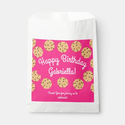 Chocolate Chip Cookie Kids 1st Birthday Party Pink Favor Bag