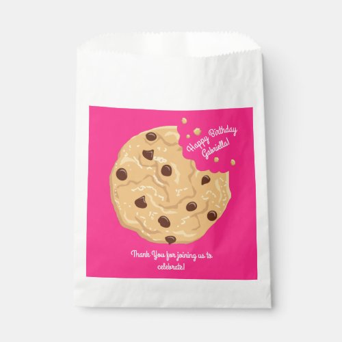 Chocolate Chip Cookie Kids 1st Birthday Party Pink Favor Bag