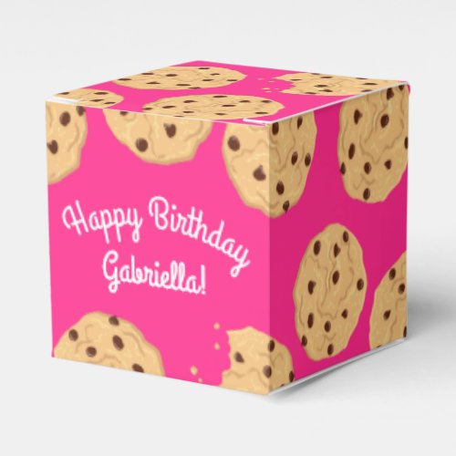 Chocolate Chip Cookie Kids 1st Birthday Party Pink Favor Boxes
