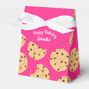 Chocolate Chip Cookie Kids 1st Birthday Party Pink Favor Boxes