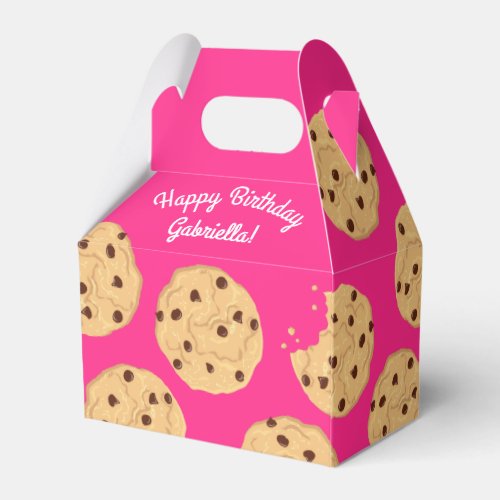 Chocolate Chip Cookie Kids 1st Birthday Party Pink Favor Boxes
