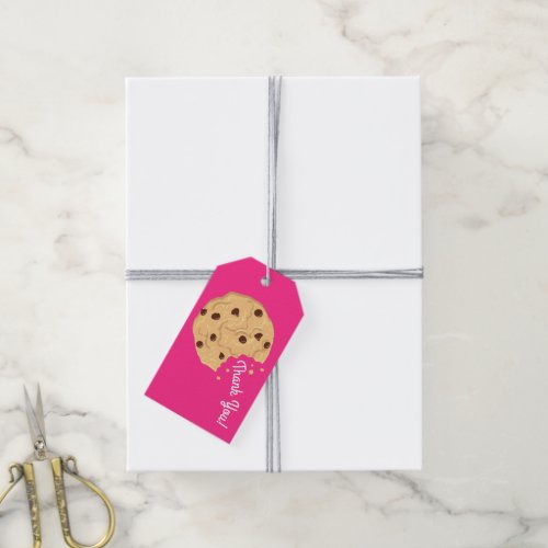 Chocolate Chip Cookie Kids 1st Birthday Party Pink Gift Tags