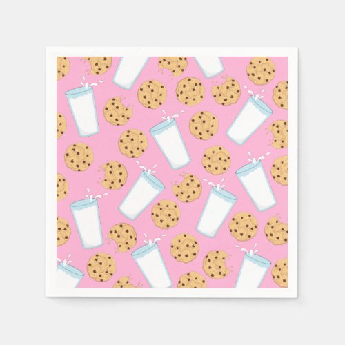 Chocolate Chip Cookie Kids 1st Birthday Party Pink Napkins