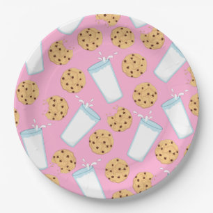 Chocolate Chip Cookie Kids 1st Birthday Party Pink Paper Plates