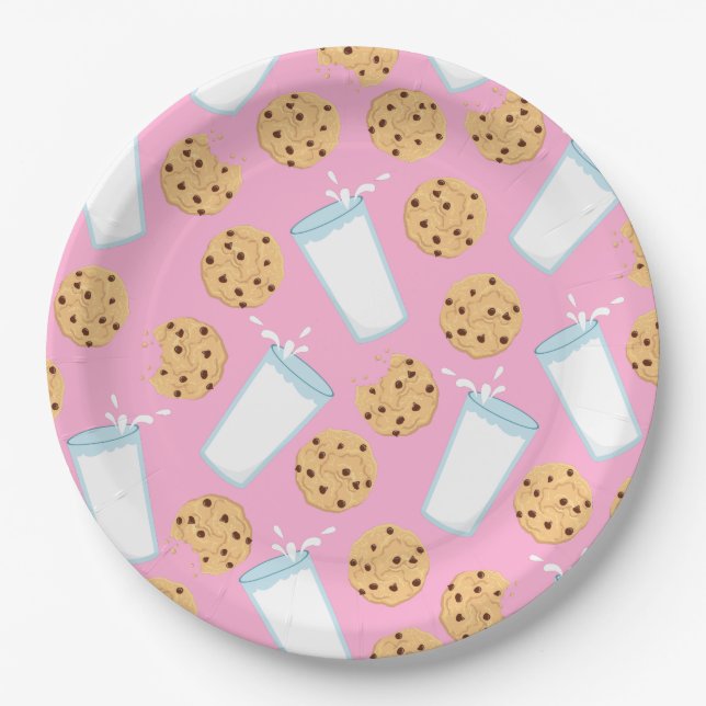 Chocolate Chip Cookie Kids 1st Birthday Party Pink Paper Plates (Front)
