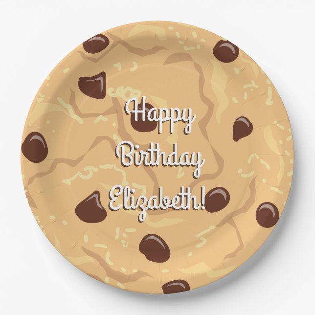 Chocolate Chip Cookie Kids 1st Birthday Party Pink Paper Plates (Front)