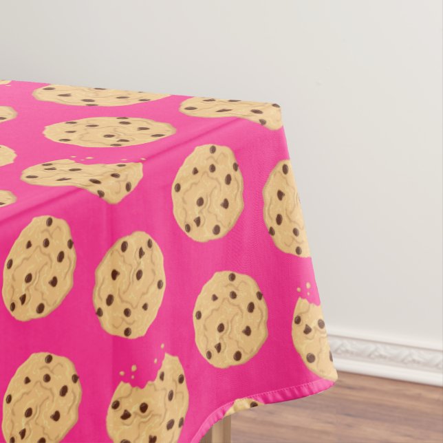 Chocolate Chip Cookie Kids 1st Birthday Party Pink Tablecloth (In Situ)