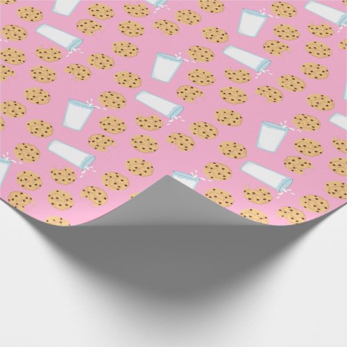 Chocolate Chip Cookie Kids 1st Birthday Party Pink Wrapping Paper