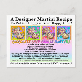 Chocolate Chip Cookie Martini Recipe Card Postcard