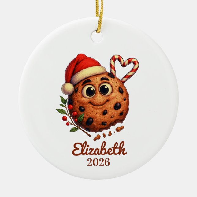 Chocolate Chip Cookie Ornament,Sweet Lovers Ceramic Ornament (Front)