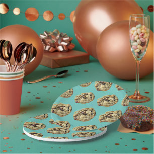 Chocolate Chip Cookie Pattern Party Paper Plates