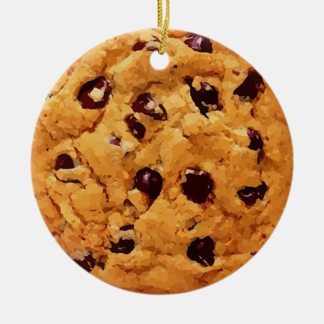 Chocolate Chip Cookie Personalized Christmas Ceramic Ornament (Front)