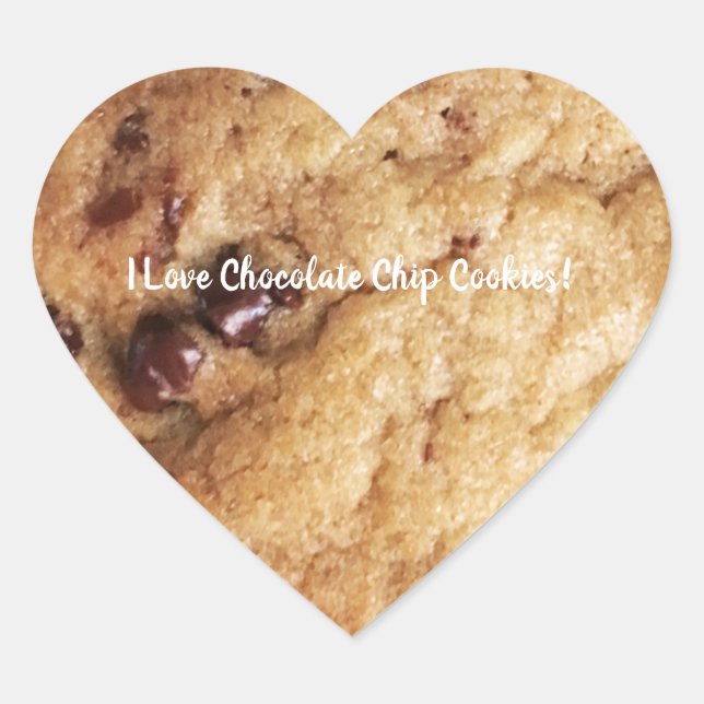 Chocolate Chip Cookie Personalized Text Heart Sticker (Front)