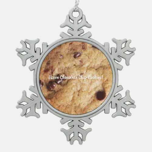 Chocolate Chip Cookie Personalized Text Snowflake Pewter Christmas Ornament