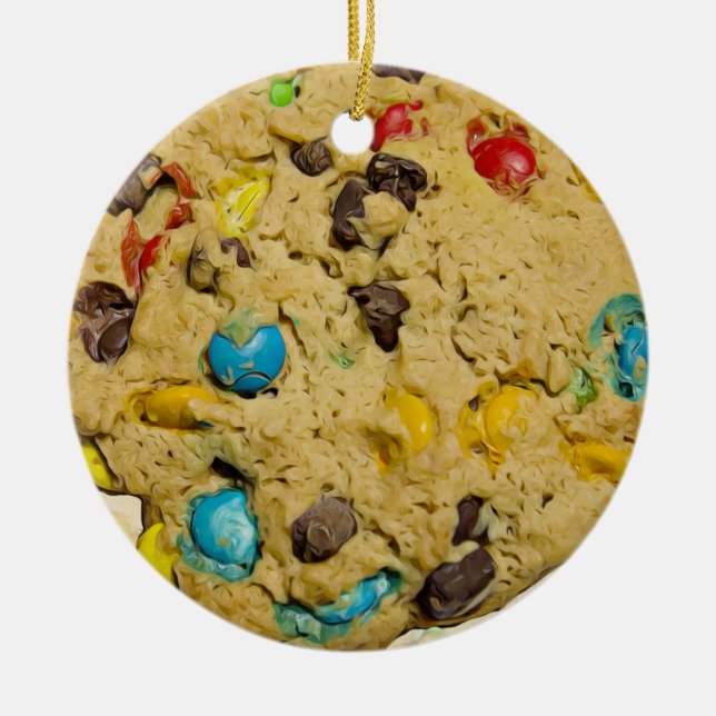 Chocolate Chip Cookie Realistic Food Christmas Ceramic Ornament (Front)
