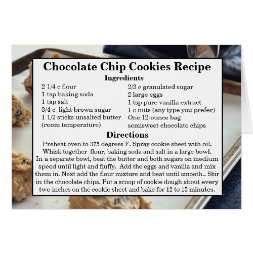 Chocolate Chip Cookie Recipe Card