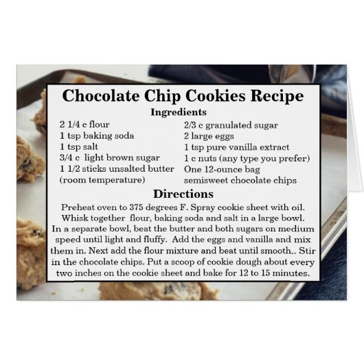 Chocolate Chip Cookie Recipe Card (Front Horizontal)