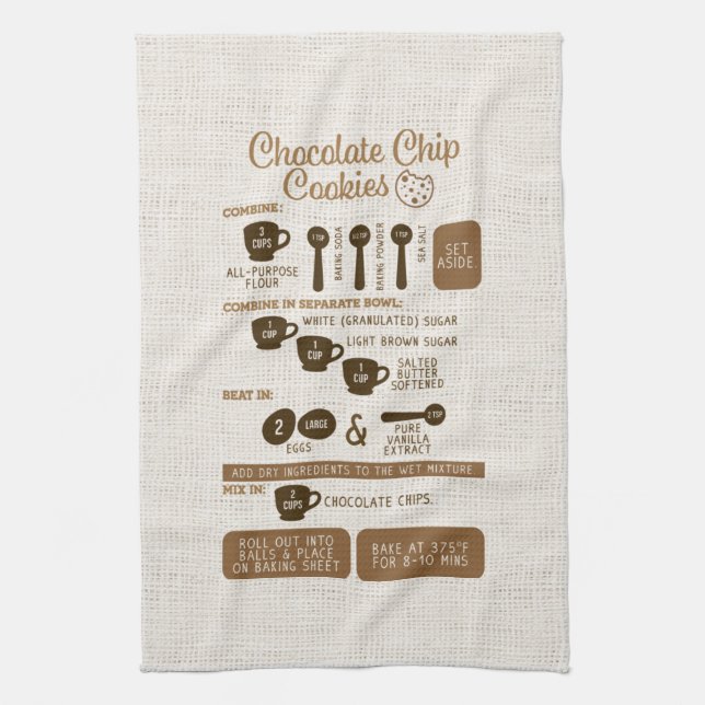 Chocolate Chip Cookie Recipe Kitchen Towel (Vertical)