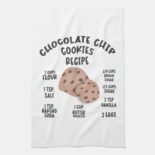 Chocolate Chip Cookie Recipe Kitchen Towel (Vertical)