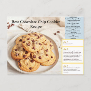 Chocolate Chip Cookie Recipe Postcard