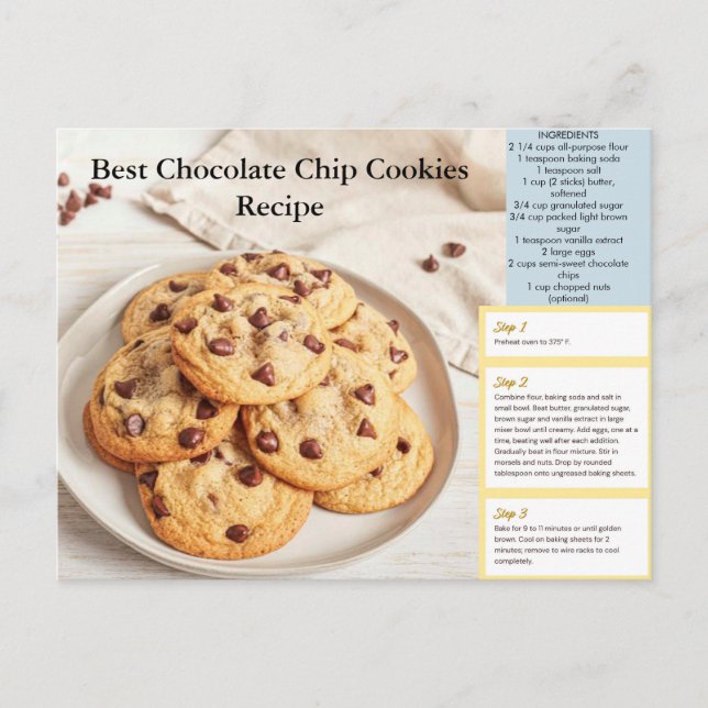 Chocolate Chip Cookie Recipe Postcard (Front)