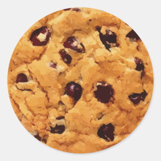 CHOCOLATE CHIP COOKIE TREAT DESSERT SNACK DIGITAL CLASSIC ROUND STICKER