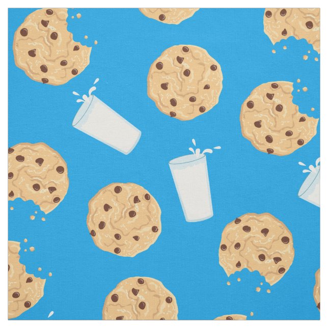 Chocolate Chip Cookies and Milk Cute Kids Fabric (Swatch)