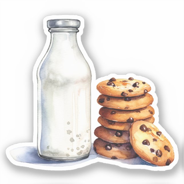Chocolate Chip Cookies and Milk Sticker (Front)