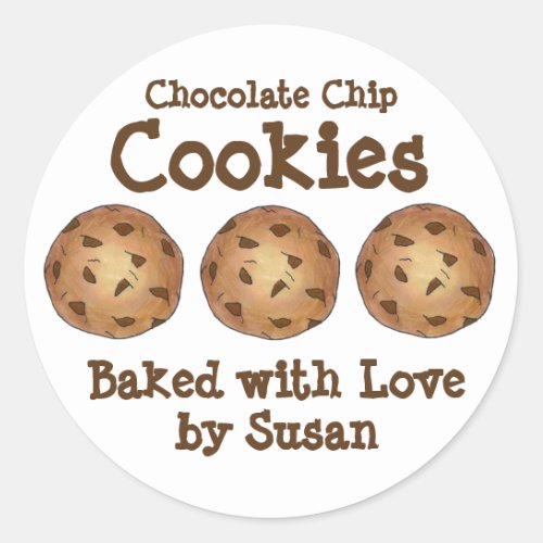 Chocolate Chip Cookies Baked Made with Love Bakery Classic Round Sticker