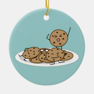 Chocolate Chip Cookies baked plate dessert Ceramic Ornament