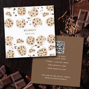 Chocolate Chip Cookies Baking QR Code Social Media Square Business Card