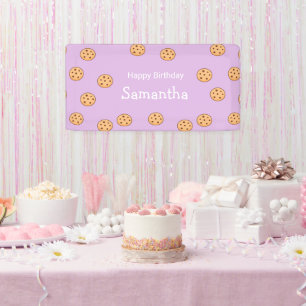 Chocolate chip cookies birthday purple  banner