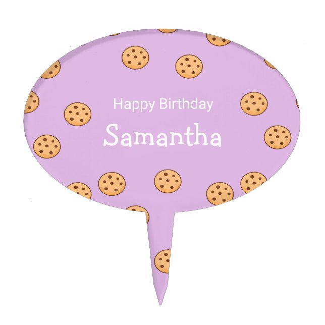 Chocolate chip cookies birthday purple  cake topper (Front)