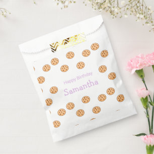 Chocolate chip cookies birthday white favor bag