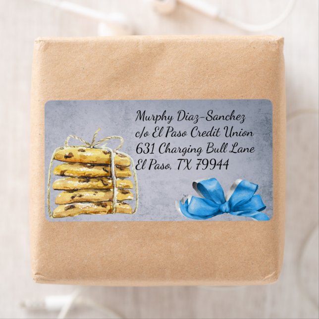 Chocolate Chip Cookies & Blue Ribbon Shipping Label (Insitu)