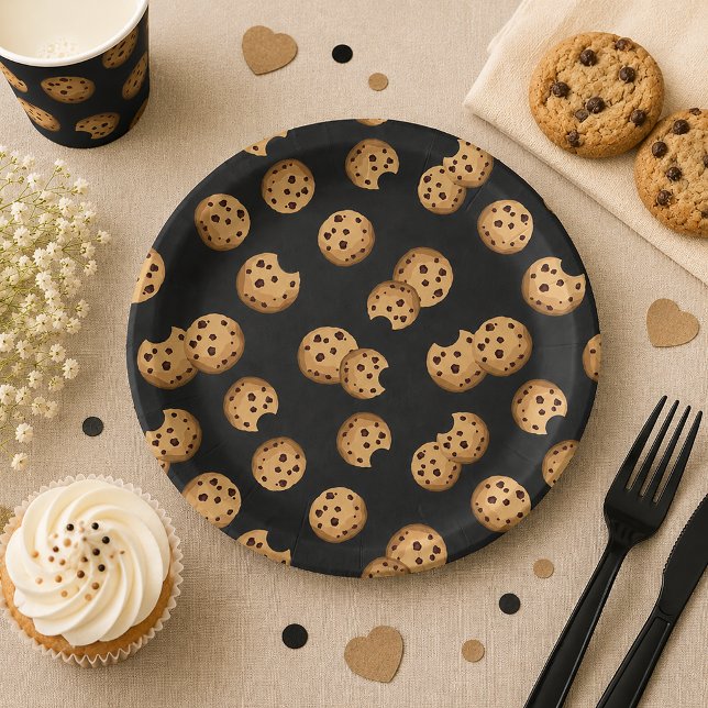 Chocolate Chip Cookies Chalkboard Birthday Paper P Plates (Chocolate Chip Patterned Paper Plates )