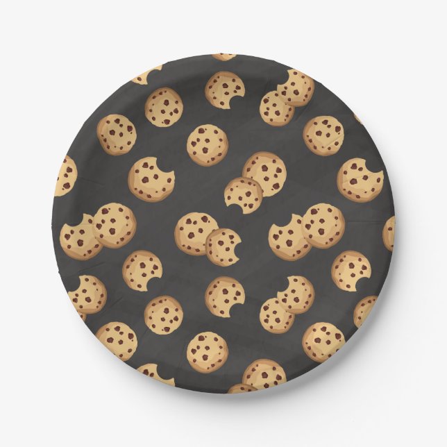Chocolate Chip Cookies Chalkboard Birthday Paper P Plates (Front)
