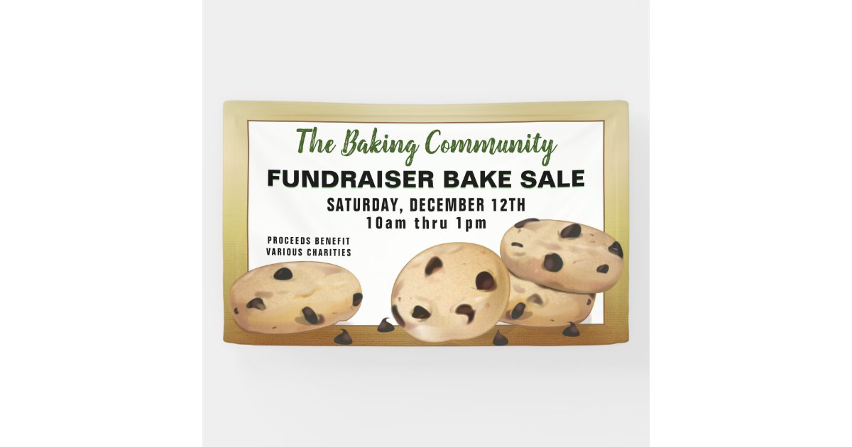Chocolate Chip Cookies Fundraiser Bake Sale Banner Zazzle