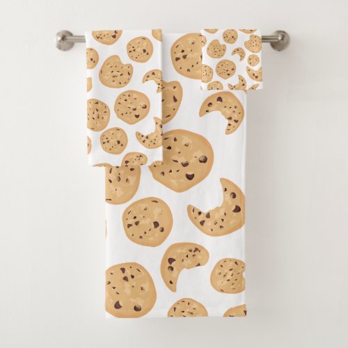Chocolate Chip Cookies Pattern Bath Towel Set