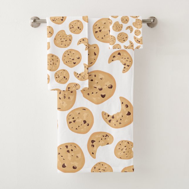 Chocolate Chip Cookies Pattern Bath Towel Set (Insitu)
